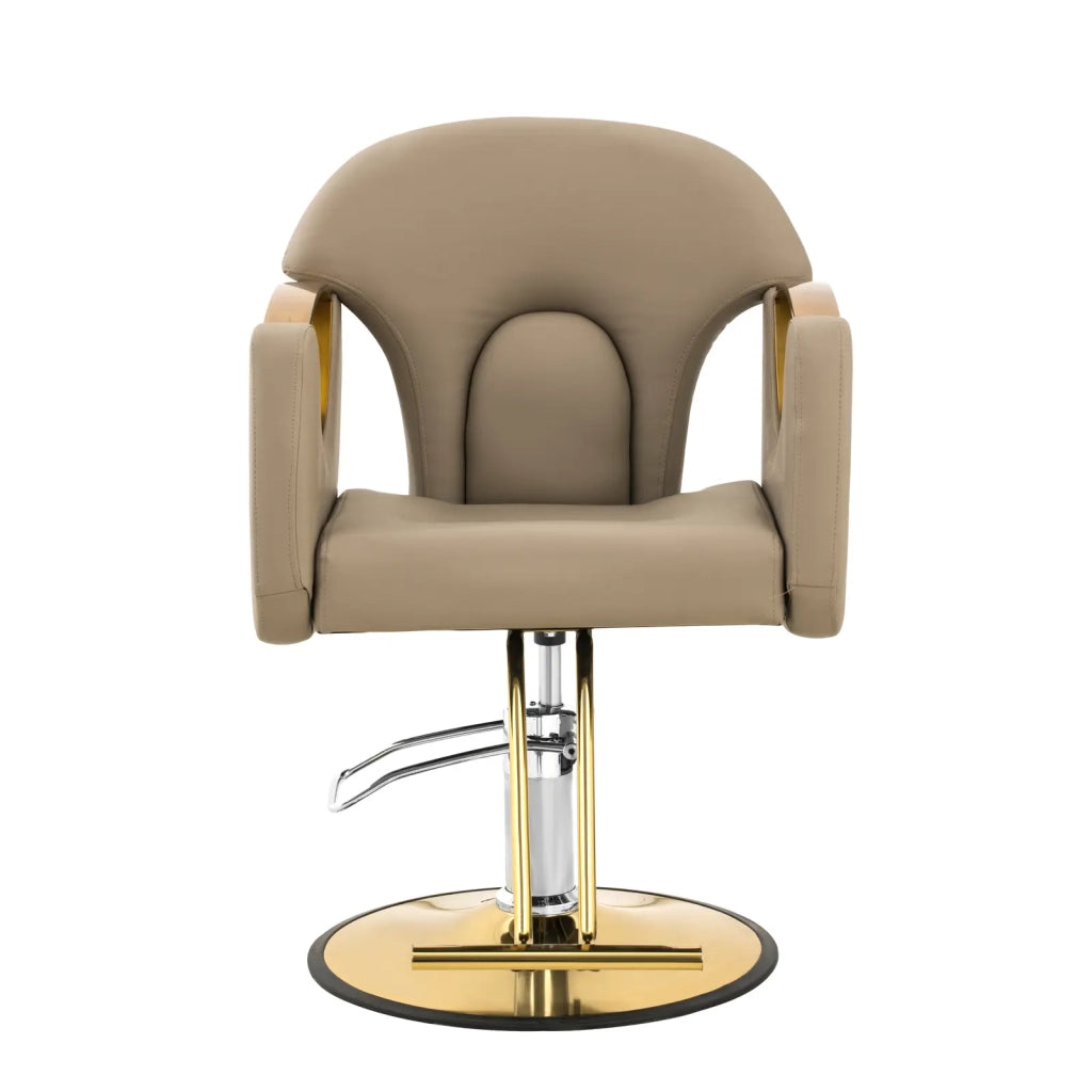 Poltrona professionale da parrucchiere con poggiapiedi 65 cm 180 kg acciaio inox PU beige 14_0008973