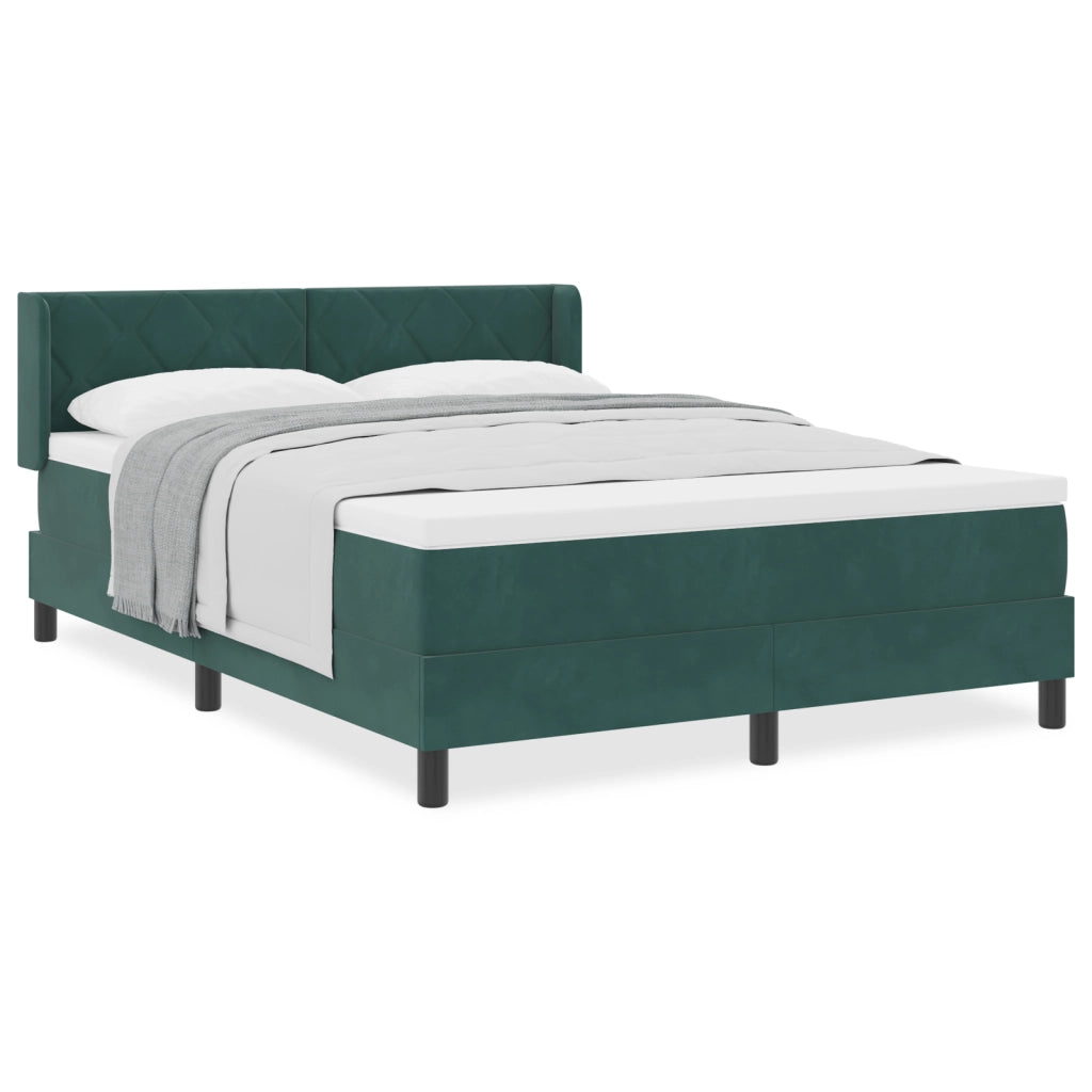 Letto Box Spring con Materasso Verde Scuro 140x200 cm Velluto