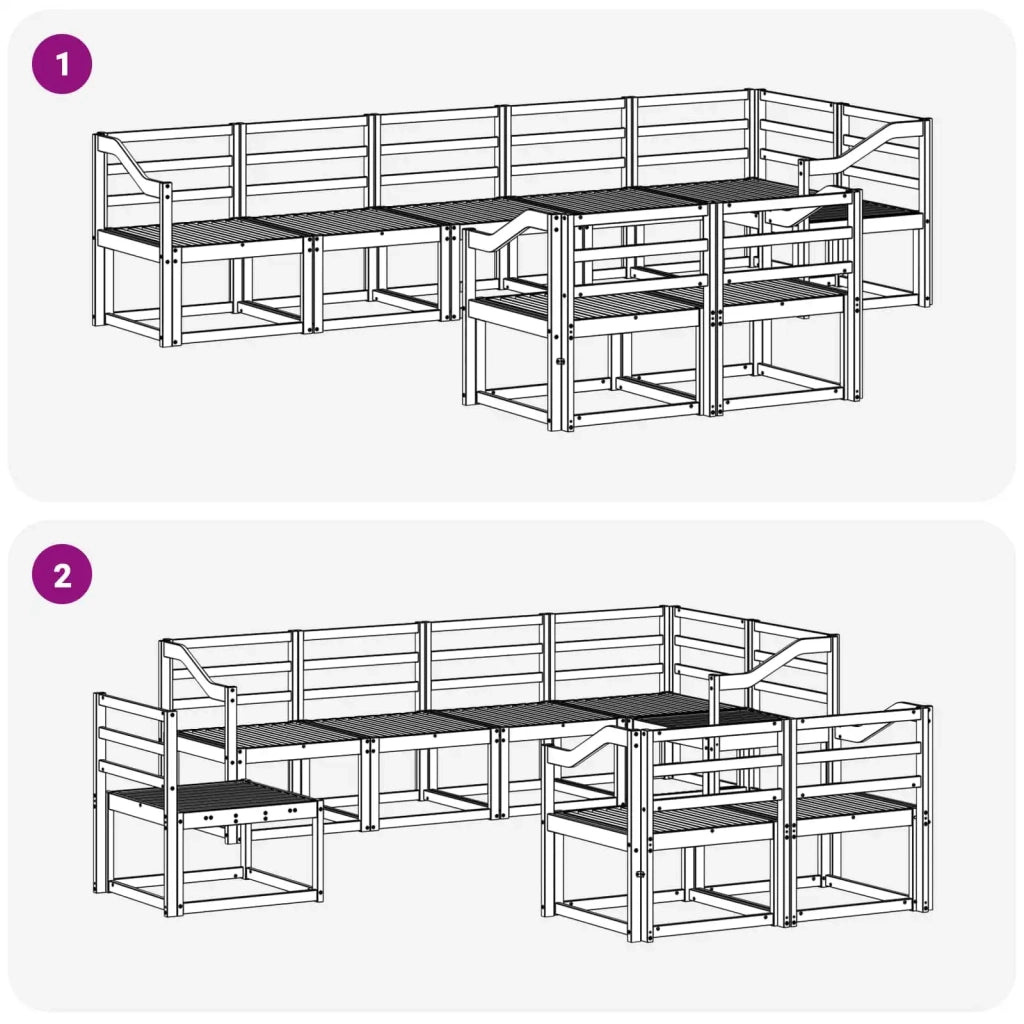 Set di divani da esterno 8 pcs Naturale