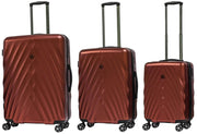 Set 3 Valigie Trolley Rigide in PET 4 Ruote TSA Ravizzoni Diamante Rosse