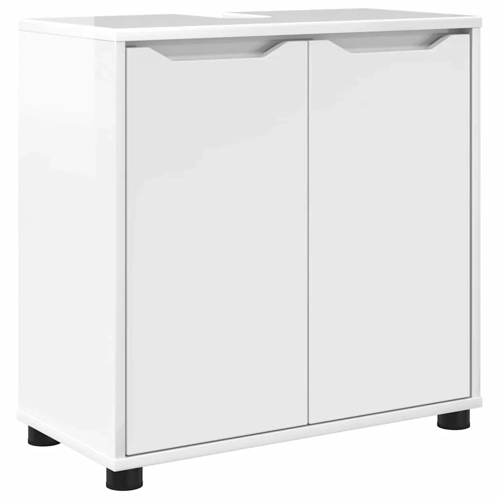 Set di mobili per il bagno con cassetto 4 pcs Bianco Lucido