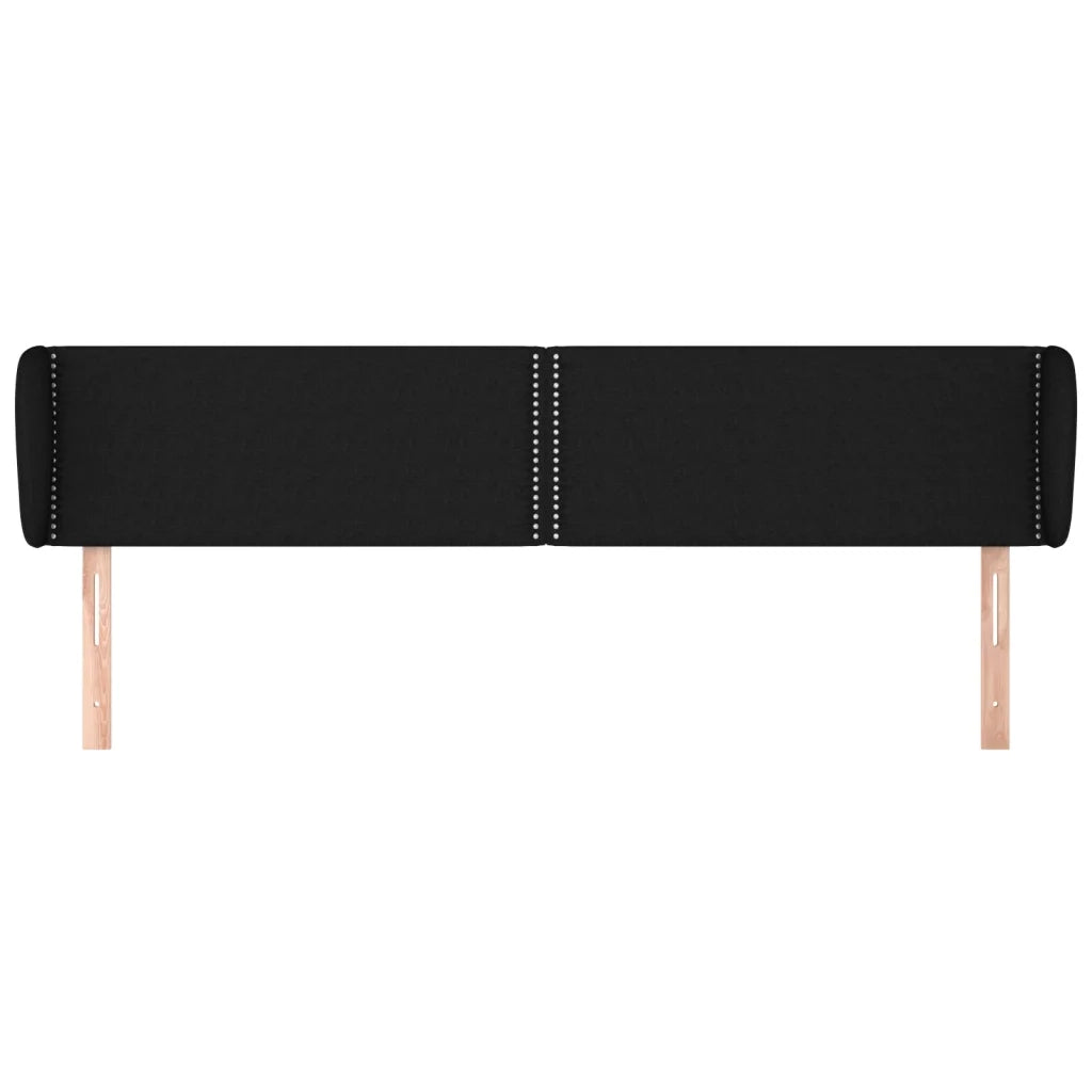 Testiera | Testata ad Orecchio Nera 183x23x78/88 cm in Tessuto