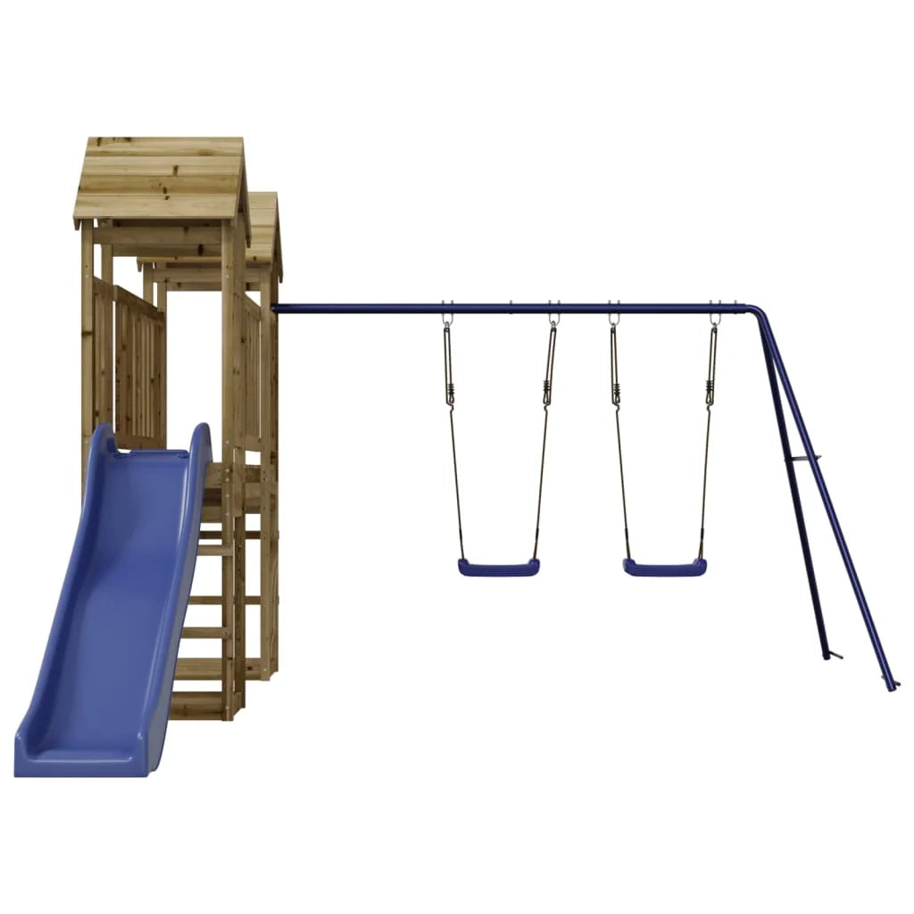 Altalene per parco giochi all'aperto scivolo altalene robuste giochi da giardino 308 x 461 x 207 cm legno di pino impregnato 02_0004828