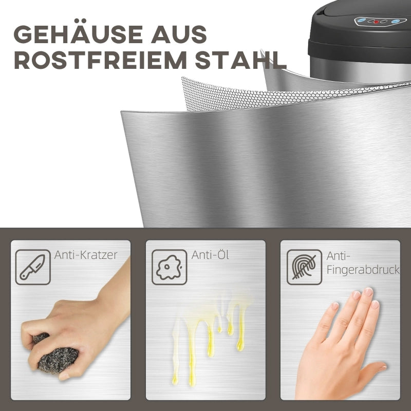 PATTUMIERA Sensor 50 L in acciaio inox Argento con chiusura soft-close