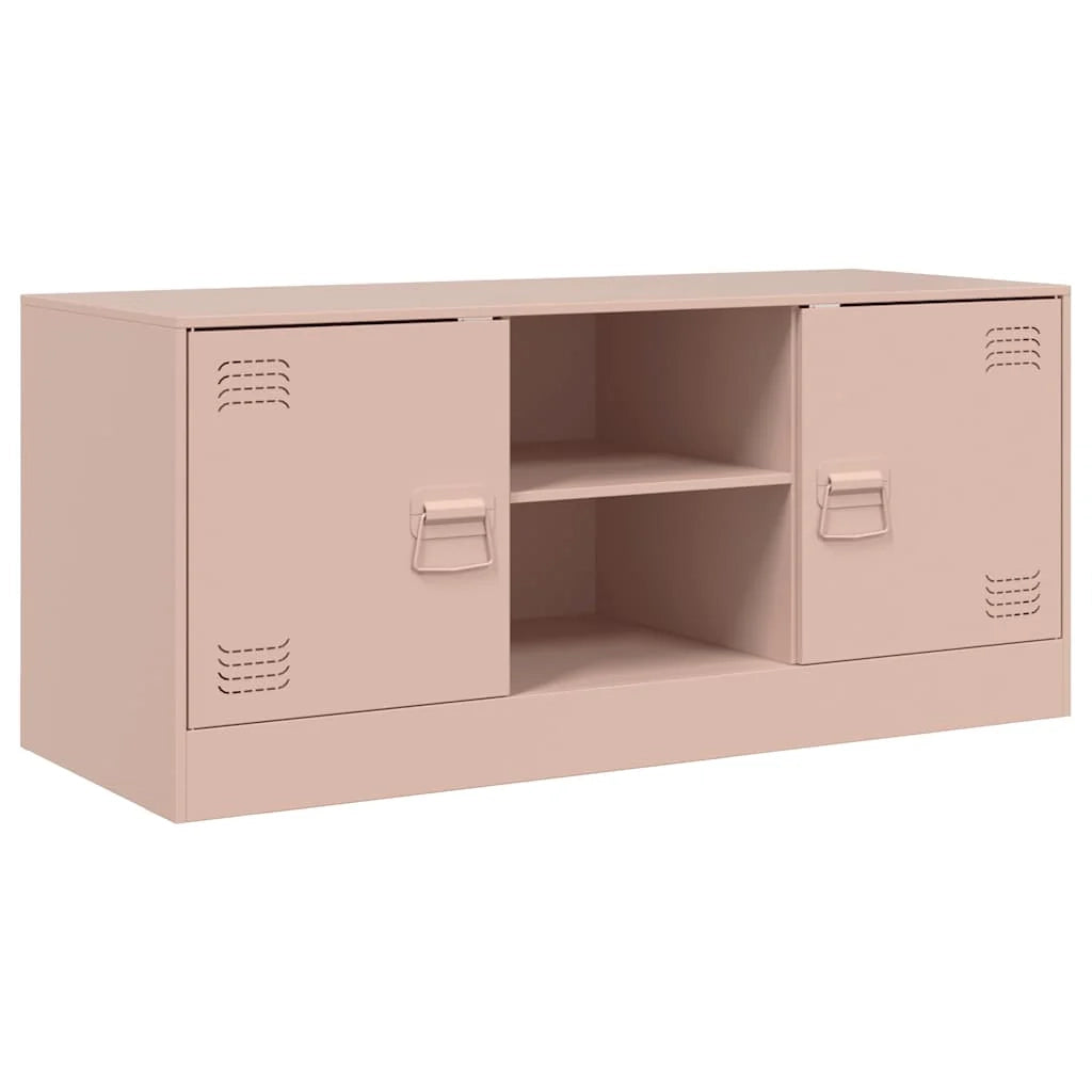 Mobile TV multimediale scaffale TV credenza TV sala da pranzo soggiorno camera da letto rosa 99 x 39 x 44 cm acciaio rosa 02_0028305