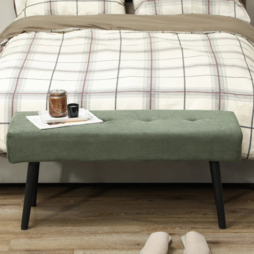Panca Imbottita in Tessuto con Gambe in Metallo ¨C zephmum ¨C Verde 100x36x45 cm