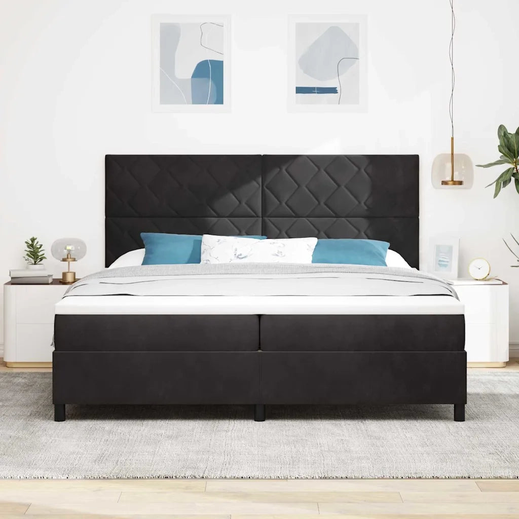 Letto a molle con materasso Nero 200 x 200 cm Velluto 3339922