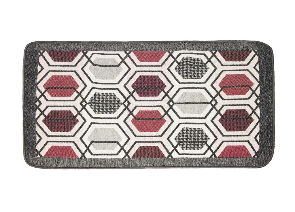 Tappeto Bagno Doccia Antiscivolo Mod. Vietri Tappetino Super Assorbente Cotone Pelo Corto - 45x60 - Rosso