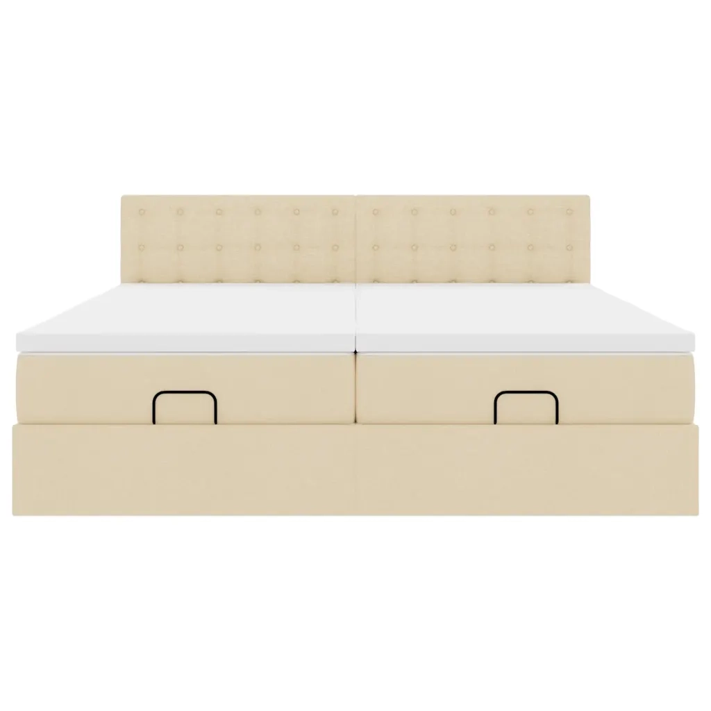 Struttura Letto Pouf con Materassi Crema 180x200 cm in Tessuto 3312890