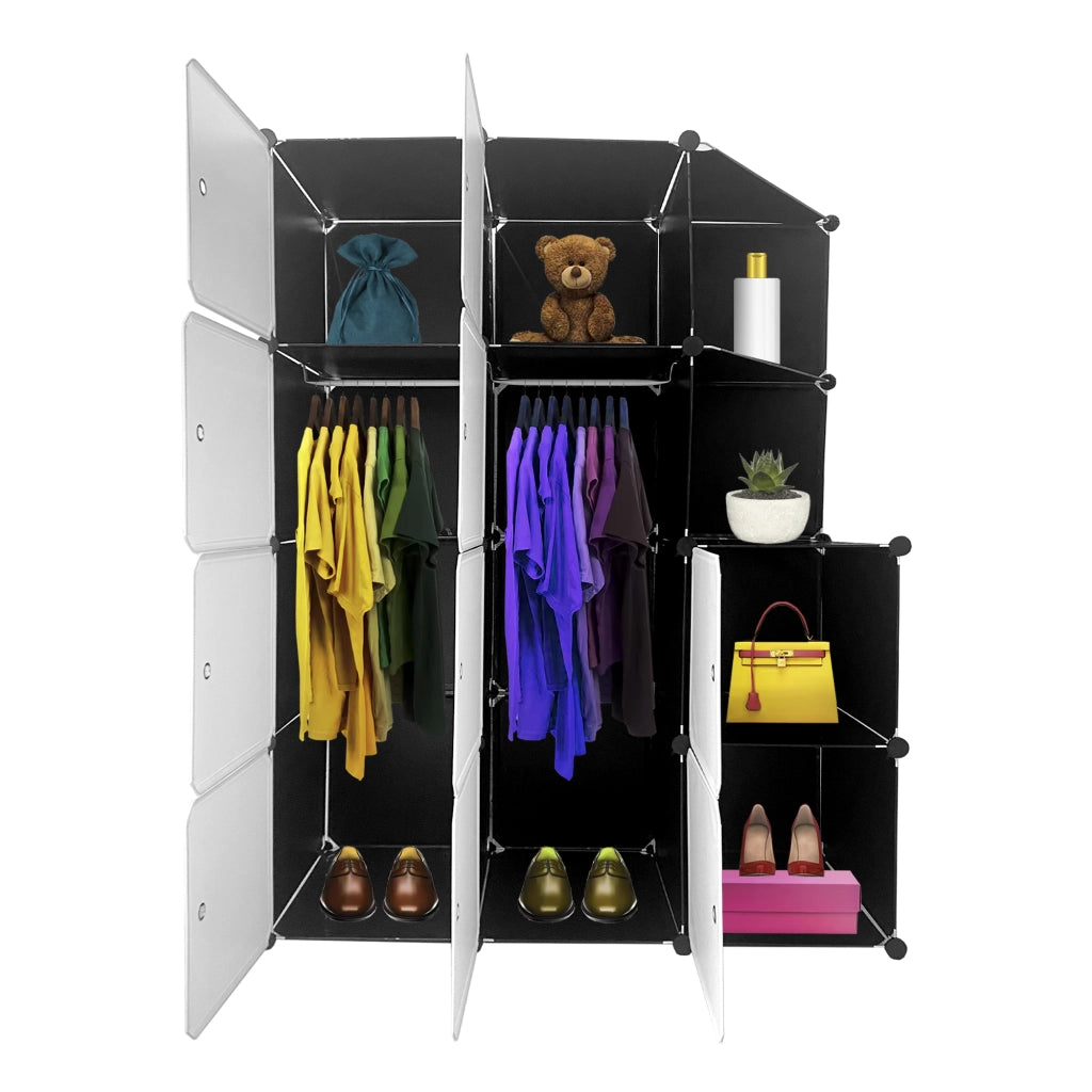 Cubo personalizzabile Guardaroba Boxed Nyana Home 10 Cubes/Doors Organizzazione domestica Appendiabiti Scarpiera 147x110x47cm Nero