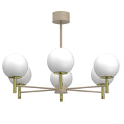 Plafoniera Awinion 6xE27 beige oro sfere bianche Luminex