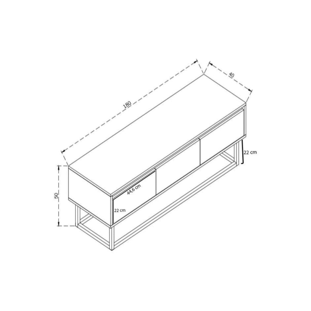 Mobile porta TV Ignazia, Credenza da soggiorno, Armadio basso per TV, Base parete attrezzata, 180x40h50 cm, Quercia e Nero