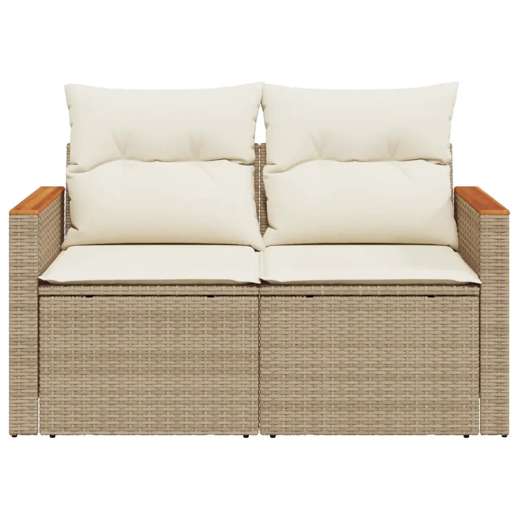 Divano da Giardino con Cuscini a 2 Posti-Sofa da giardino Beige in Polyrattan 704336