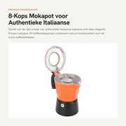 Caffettiera a vapore 8 persone - Doppio valvola - Design elegante - Distribuzione di calore uniforme - Fatto di alluminio - Adatto per uso domestico