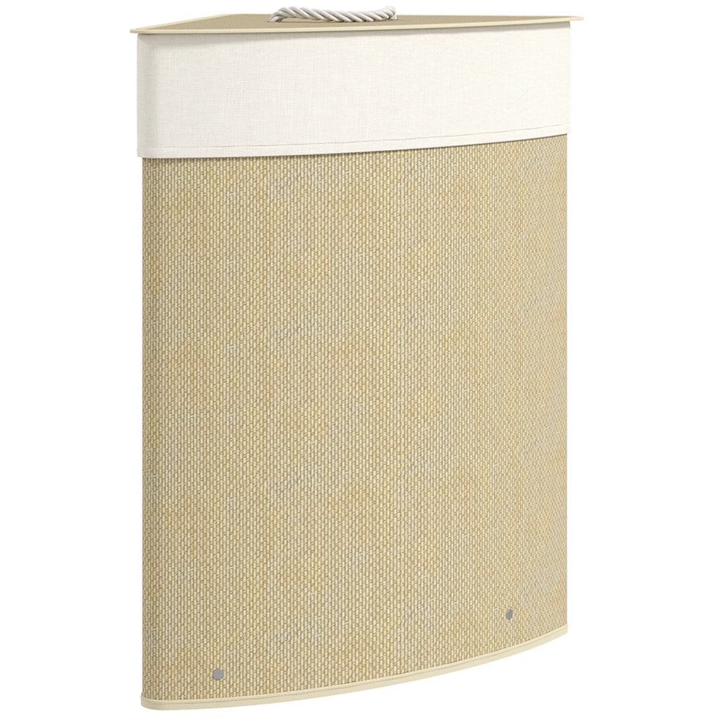Cestino Angolare per Biancheria in Bamb¨´ 55L ¨C Zephmum ¨C 35x35x60 cm Crema