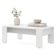 Bertona, Tavolino da Salotto Piano Effetto Doghe, 120x67x43h cm Bianco