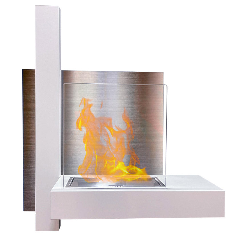 Camino a Bioetanolo da Parete 65x23x75 cm Vienna Bianco Lucido