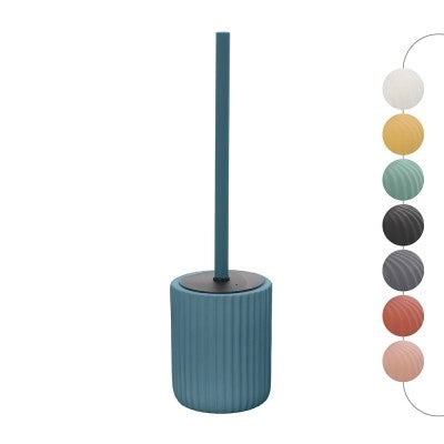 Scopino wc blu in ceramica soft touch con setole nere Spring