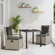 Set da Pranzo per Giardino 3 pcs Grigio chiaro polyrattan 3381016