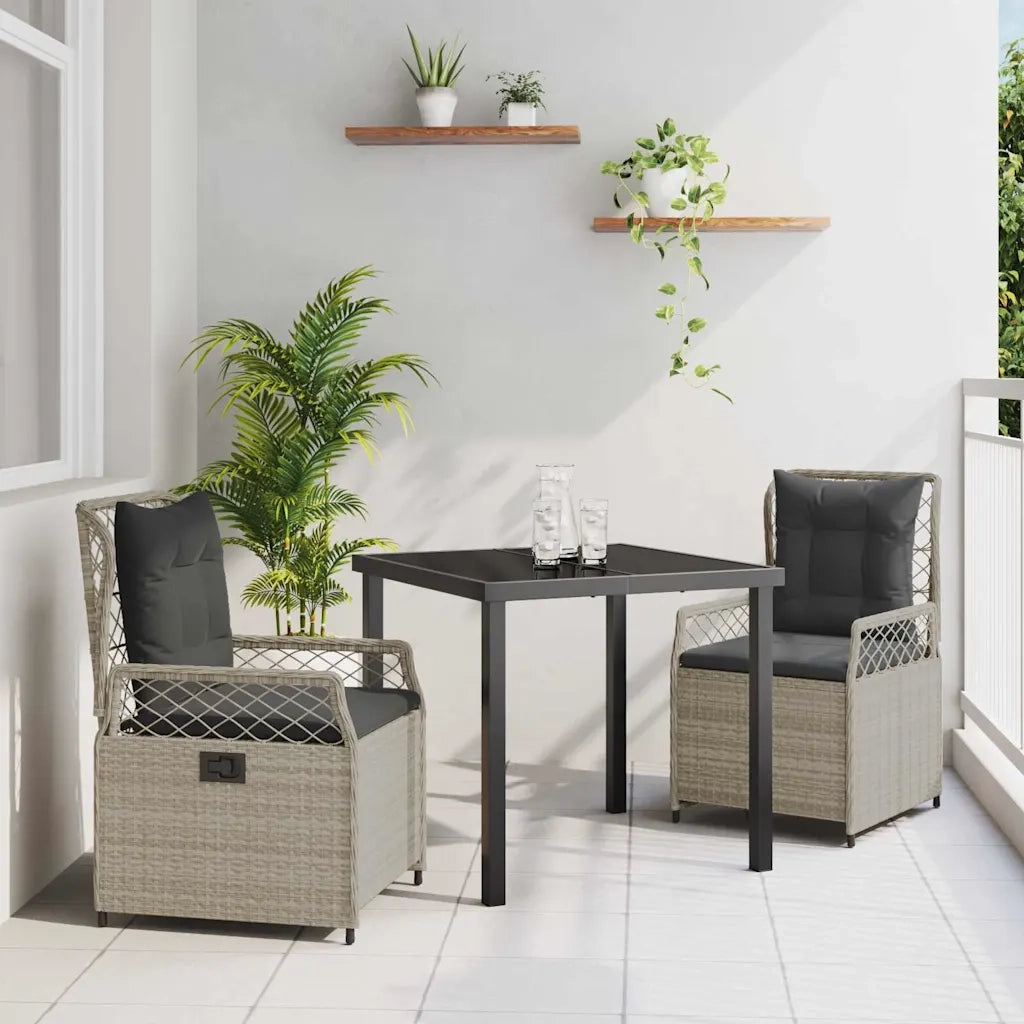 Set da Pranzo per Giardino 3 pcs Grigio chiaro polyrattan 3381016