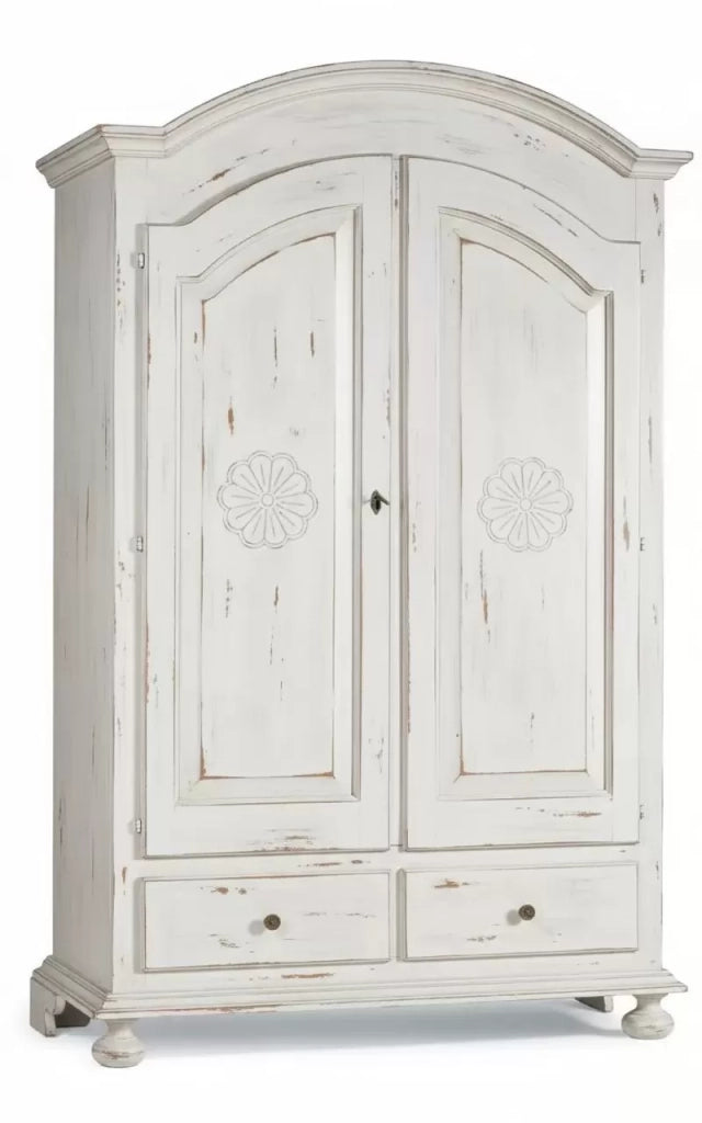 Armadio 2 porte shabby legno bianco consumato 125x61x200 - Mobili 2G