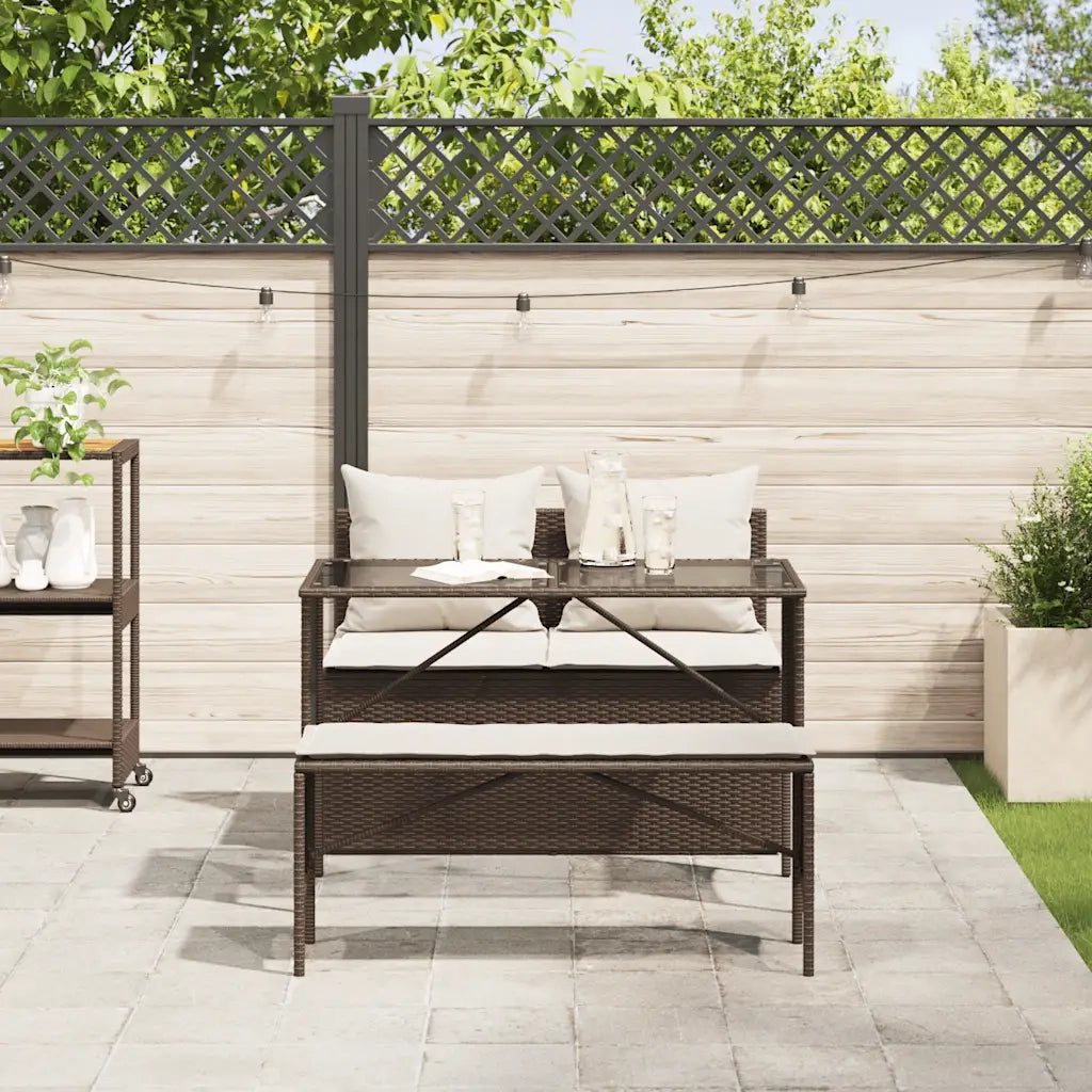 vidaXL Set da Pranzo da Giardino 3pz con Cuscini in Polyrattan Marrone