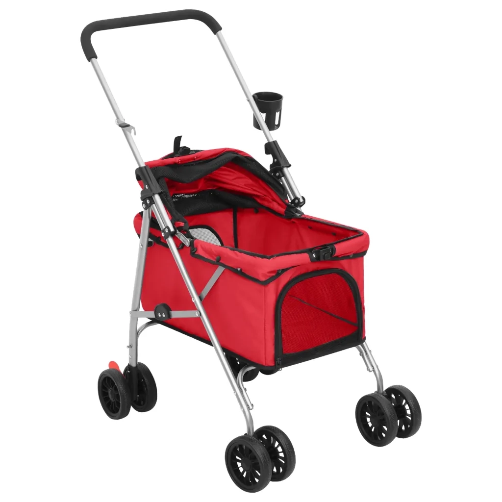 Passeggino per Cani Pieghevole Rosso 76x50x100cm Tessuto Oxford 172199