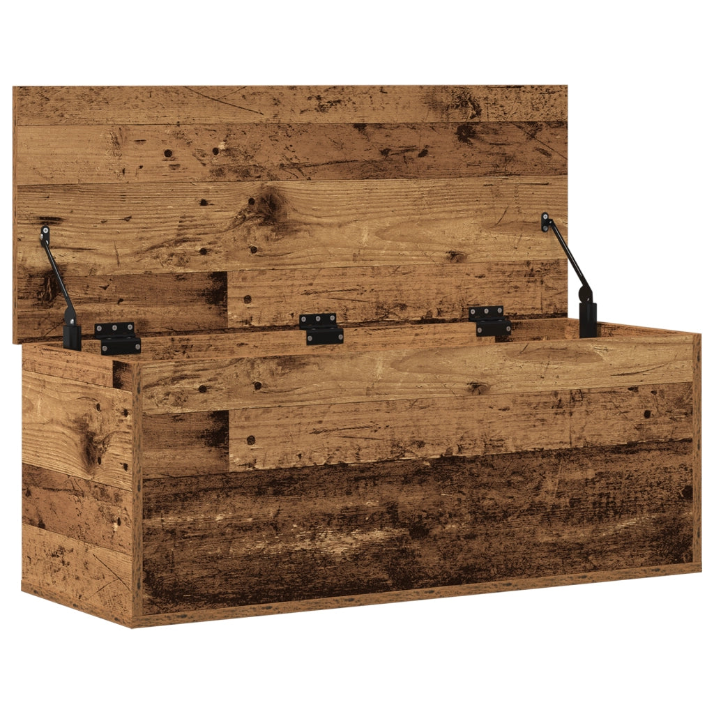 Cassa di Stoccaggio in Legno Riciclato 90x35x35 cm in Legno Ingegnerizzato