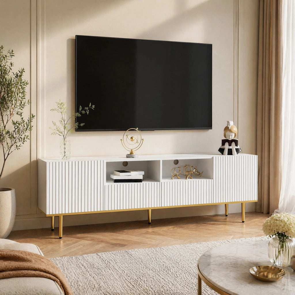 Mobile TV moderno 165x36x55 cm con 2 vani e 2 cassetti