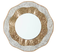 Specchio da Muro Shai Light Ø54,5x4,5 cm in Ferro e MDF Oro e Crema