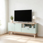 MOBILE TV 120x35x50 cm Verde chiaro con dettagli effetto quercia in MDF