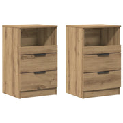 Set di 2 Comodini | Armadio da Notte | Mobiletto da notte Rovere Artigianale 40x36x65cm in Legno Multistrato