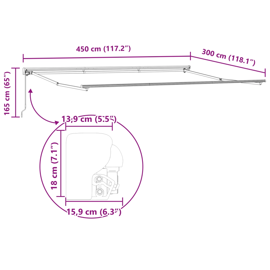 Telaio Tenda Semi-Cassettata Retrattile Manuale in Metallo
