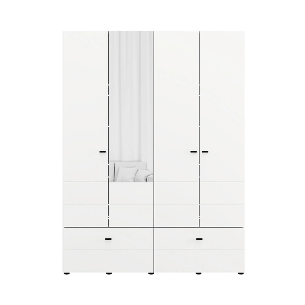Armadio Camera da Letto Spigno, Guardaroba Grande 2 Ripiani, 155x208h cm Bianco Opaco