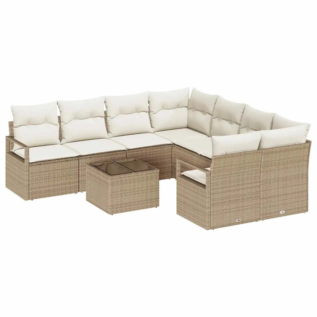 Set di divani con cuscino 9 pcs Beige e Crema polyrattan 3354990