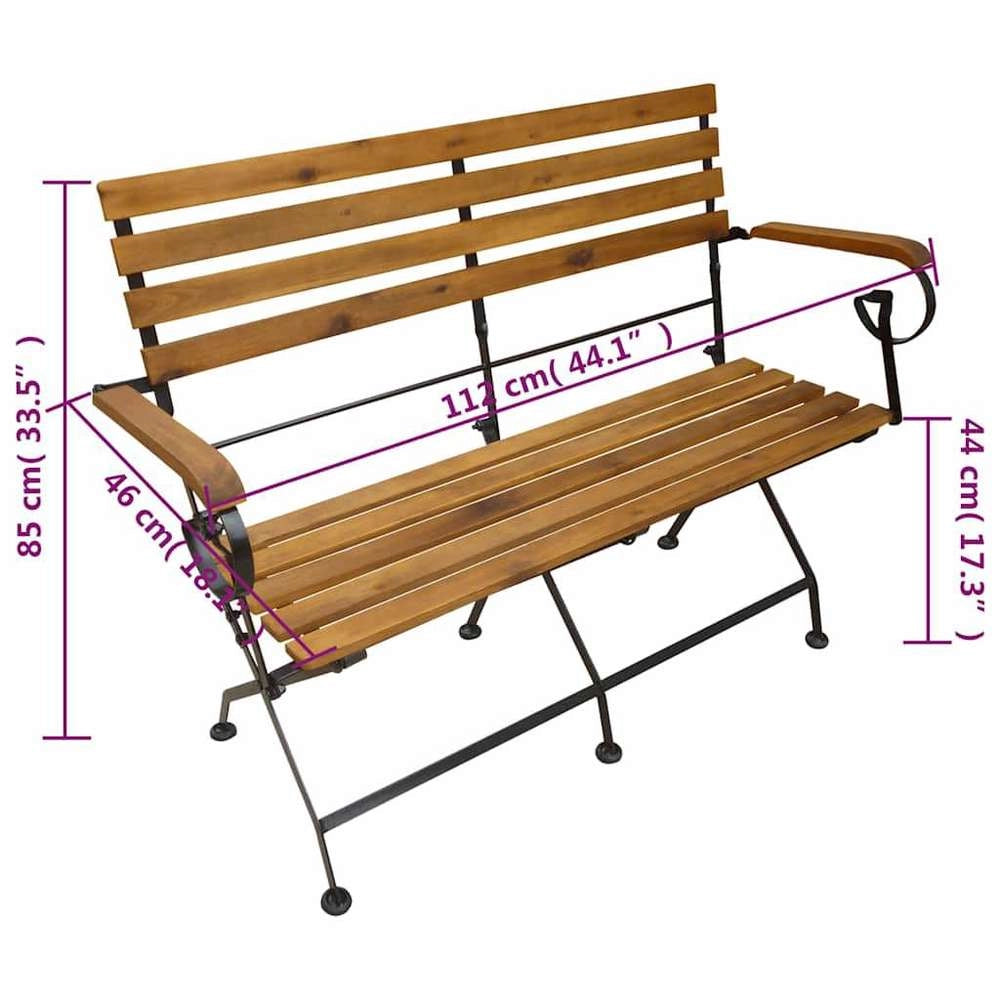 Folding Garden Bench, 112 Cm, Solid Acacia Wood