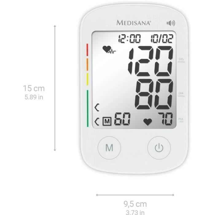 Sfigmomanometro parlante - MEDISANA - BU 535 - 6 lingue - Schermo grande - digit XXL - Misurazione aritmie - 240 Memorie