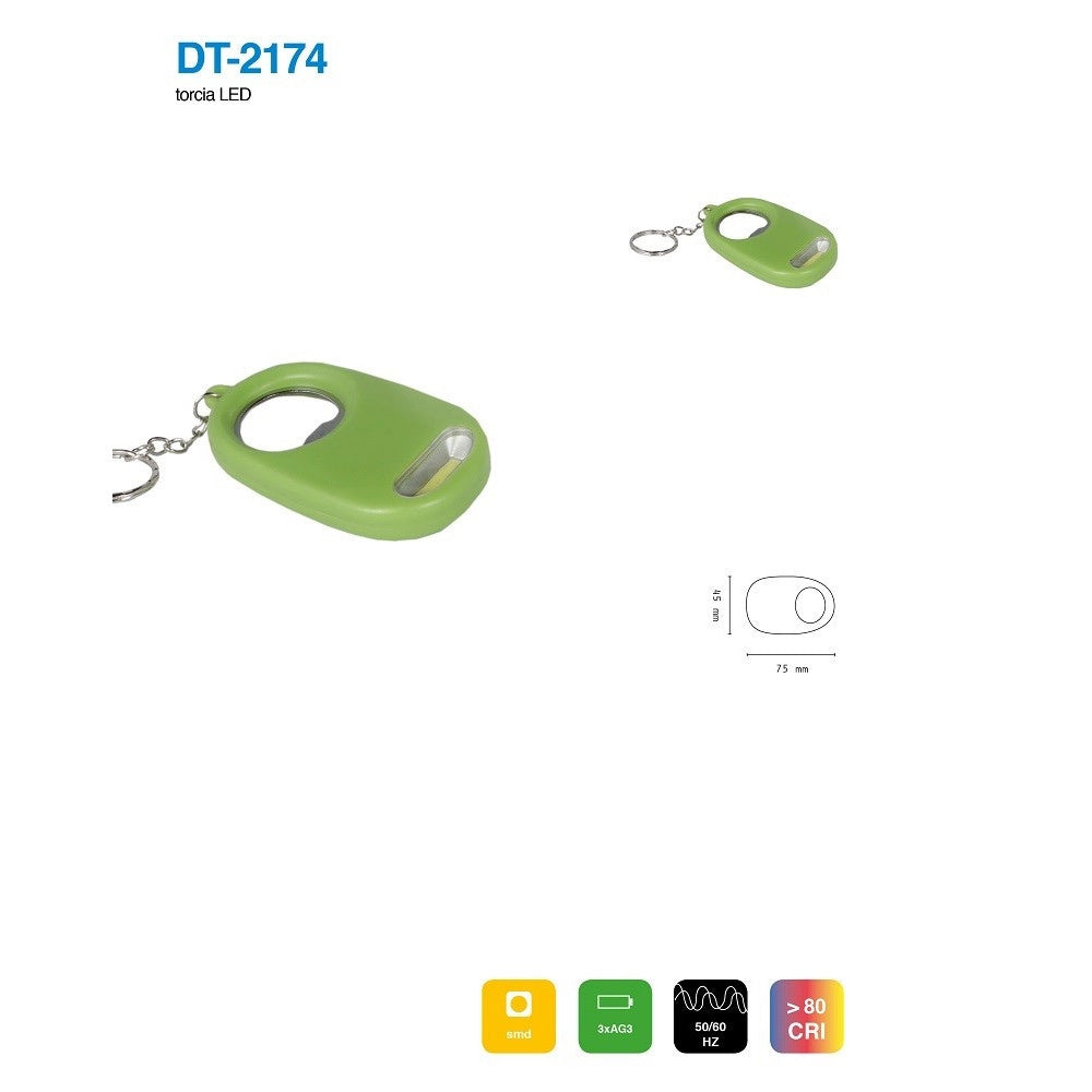 Trade Shop - Mini Torcia Portachiavi Led Cob Tascabile Con Apribottiglia Vari Colori Dt-2174 -
