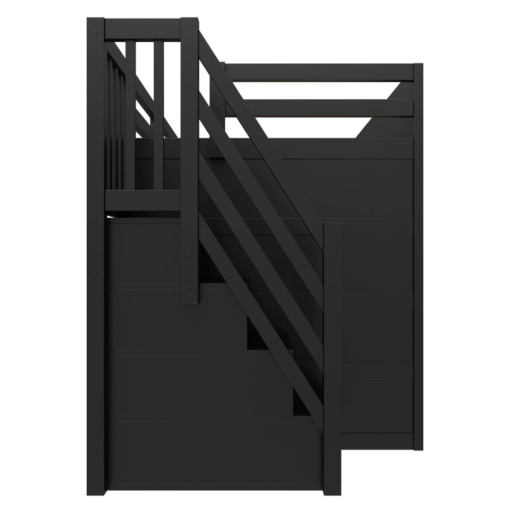 Letto a Soppalco 140x200 cm con Scrivania; LED; USB e Mensola in MDF e Plywood