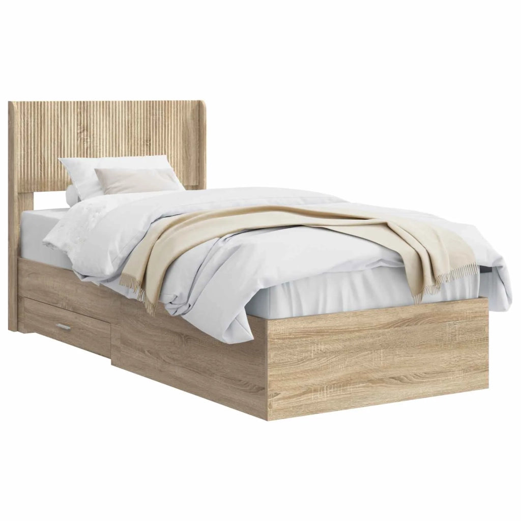 Struttura del letto con stoccaggio e testata Rovere Sonoma