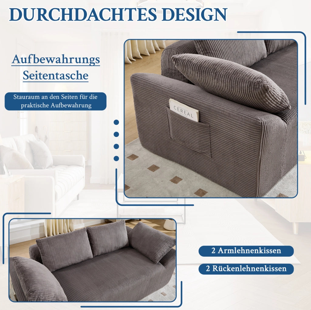 Divano compatto in tessuto con schiuma memory e design senza struttura rigida