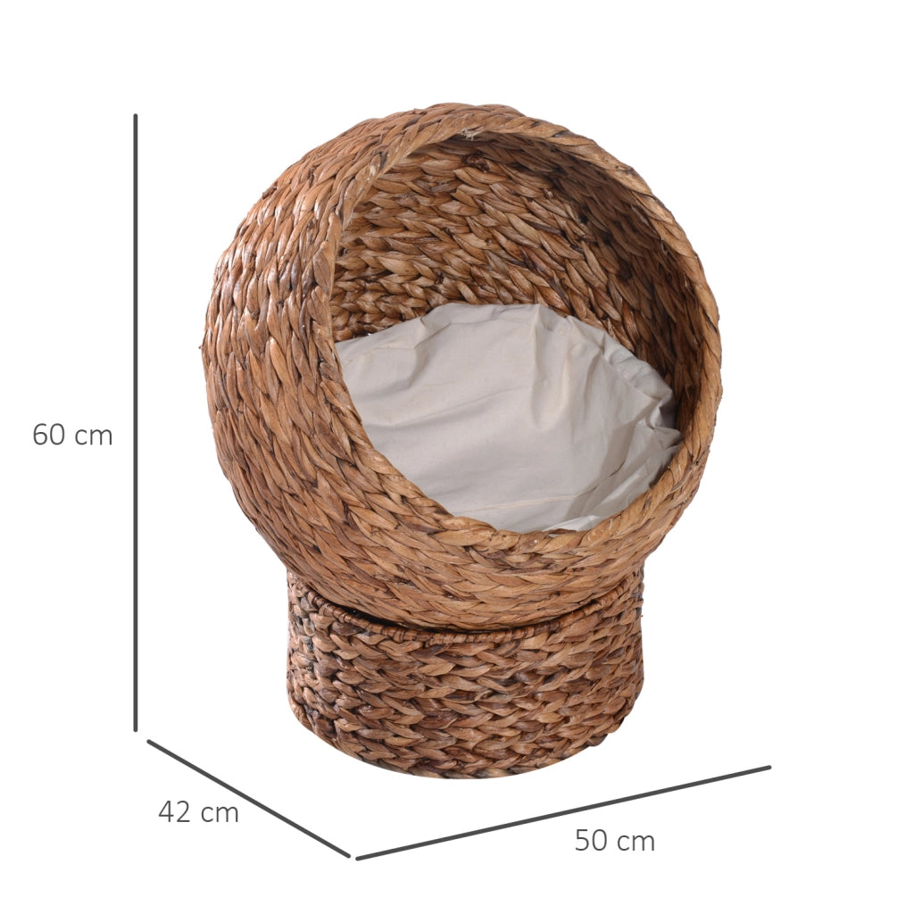 Letto per gatti in rattan con cuscino ¨C Zephmum ¨C Marrone 50x42x60 cm