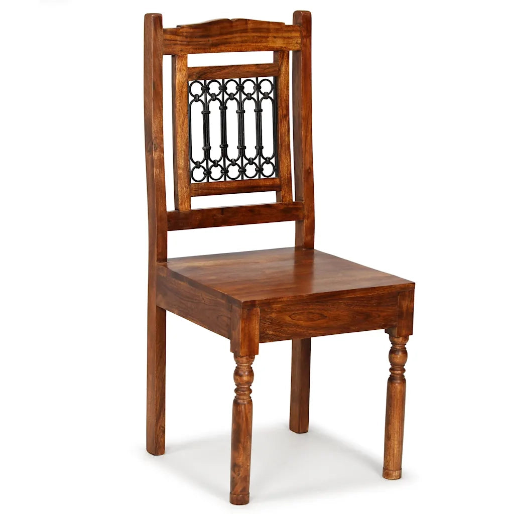 Sedie da Pranzo Classiche 2 pz in Legno Massello Finitura Ambra 245644