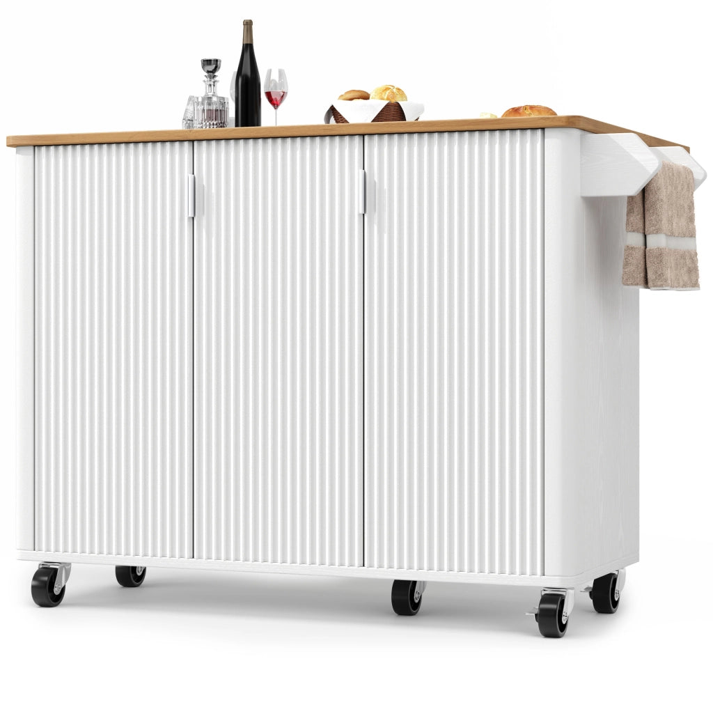 Isola da cucina mobile 130x45/75x92 cm bianca in MDF