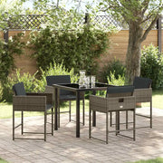 Set da Pranzo per Giardino 5 pcs Grigio polyrattan