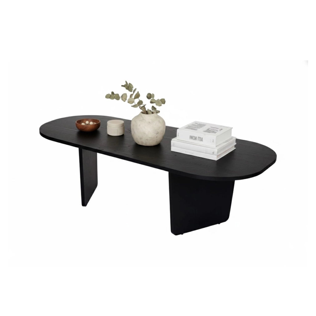Dozza, Tavolino da Salotto Forma Ovale, 130x65x40h cm Nero