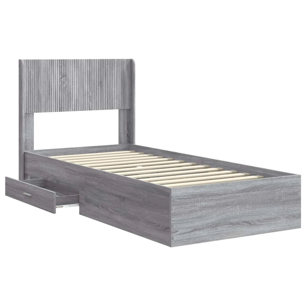 Struttura del letto con stoccaggio e testata-Giroletto con contenitore Sonoma grigio 428701