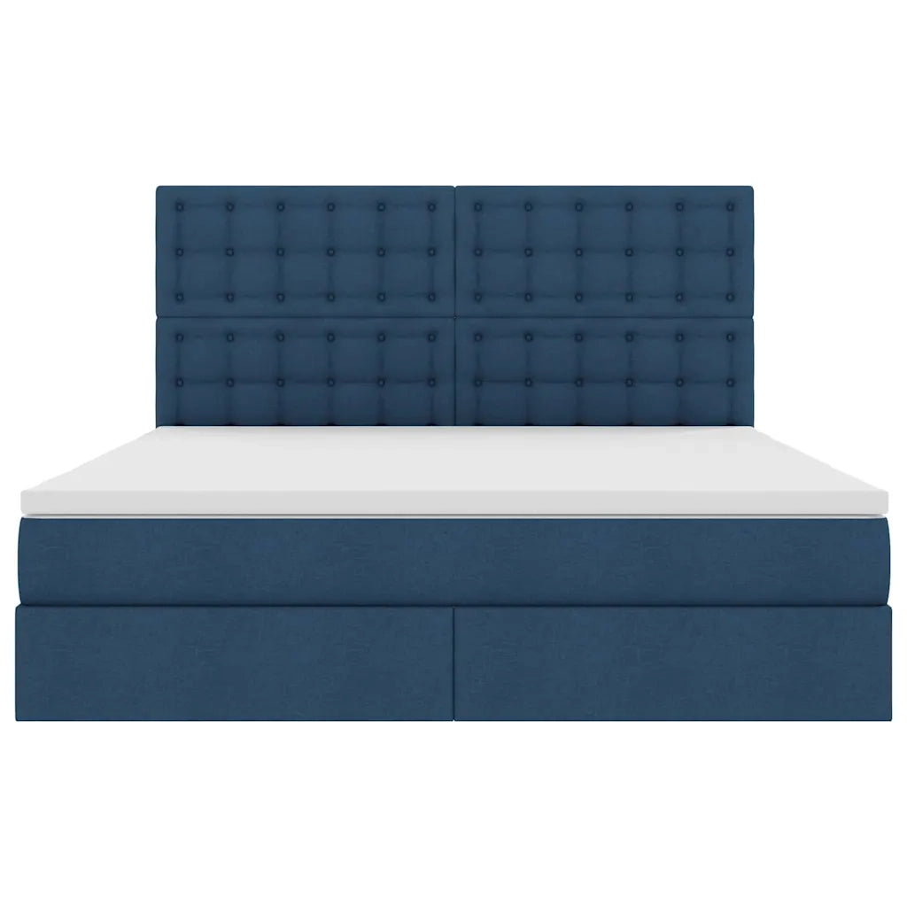 Letto con contenitore LED e materasso Blu 180 x 200 cm Tessuto