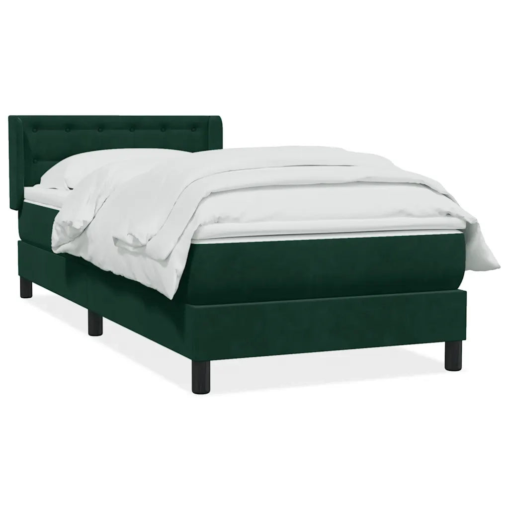 vidaXL Giroletto a Molle con Materasso Verde Scuro 80x220 cm Velluto