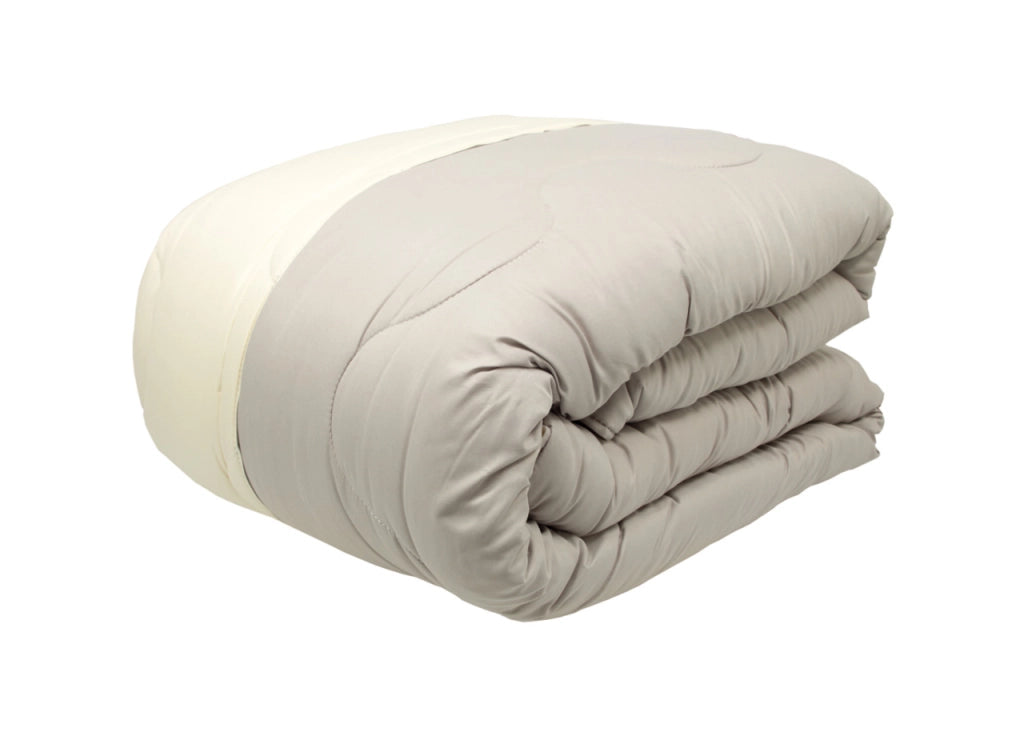Trapunta Piumone Letto Invernale Imbottita 300gr Microfibra Double Face Bicolor - Piazza E Mezza - Tortora-Avorio